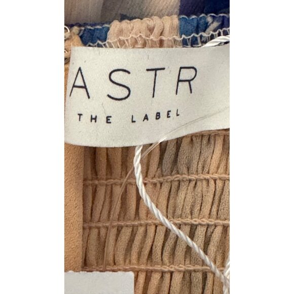 NWT ASTR The Label Medium Blush Peach/Pink Cobalt Floral Midi Dress Lightweight - Picture 2 of 16